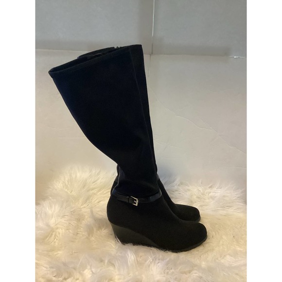 Lauren Ralph Lauren Tula Knee High Wedge Black Boots Women Size 7.5B - Picture 4 of 5